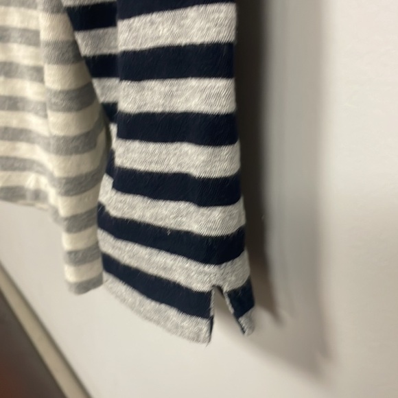 Talbots black cream gray stripe long sleeve soft knit tee shirt top, M, zipper - Picture 4 of 9